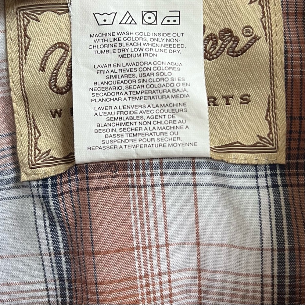 Wrangler Pearl Snap Button Short Sleeve Men's Collared Shirt Size Large - Picture 6 of 6
